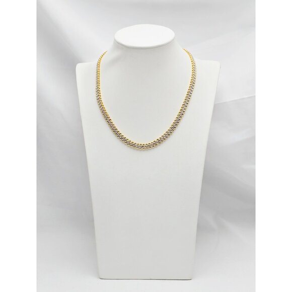 Unique 18K Solid Yellow Gold Designer Diamond Tennis Link Chain Necklace - 16" L - Picture 2 of 16